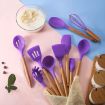Picture of Silicone Cooking Utensil Kitchen Utensils Cooking Tools for Nonstick Cookware Heat Resistant, BPA Free Silicon Spatula Utensil Sets, with Wooden Handle
