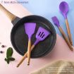 Picture of Silicone Cooking Utensil Kitchen Utensils Cooking Tools for Nonstick Cookware Heat Resistant, BPA Free Silicon Spatula Utensil Sets, with Wooden Handle