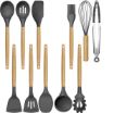 Picture of Silicone Cooking Utensil Kitchen Utensils Cooking Tools for Nonstick Cookware Heat Resistant, BPA Free Silicon Spatula Utensil Sets, with Wooden Handle