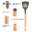 Picture of Silicone Cooking Utensil Kitchen Utensils Cooking Tools for Nonstick Cookware Heat Resistant, BPA Free Silicon Spatula Utensil Sets, with Wooden Handle