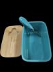 Picture of BUTTER BOX CERAMIC BUTTER BOX            Butter Dishes Ceramic A Large Porcelain Butter Keeper with Bamboo Lid and Steel Knife Butter Dish with Wooden Top Cover