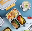 Picture of Leak Proof Lunch Box 3 Compartment Stainless Steel Lunch Box Plastic Spoon & Fork LUNCH BOX FOR KIDS STEEL LUNCH BOX  TIFFIN TIFIN 3 PARTITION