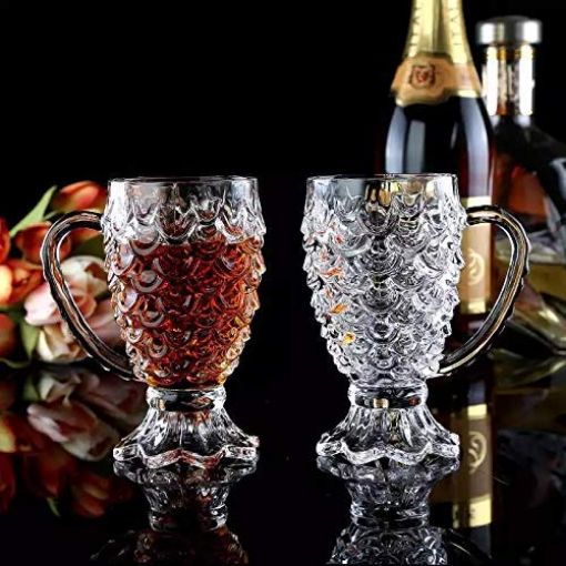 Picture of Crystal Clear Pineapple Shaped Whiskey Glasses Drinking Glass Fancy Glass with Handle for Drinking Water