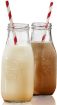 Picture of Glass Milk Bottles with Reusable Airtight Metal Twist Lids and Straw MILK GLASS