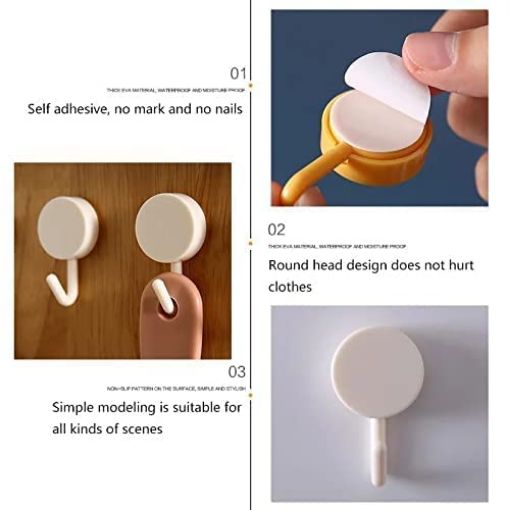 Picture of Round Adhesive Hooks for Wall Heavy Duty Wall Hooks for Hanging Strong