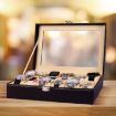 Picture of 12 slot watch box Genuine Leather Watch Storage Box 12 Slot Leather Watch Box Display Case Organizer Glass Jewelry Storage Watch Case