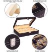 Picture of 12 slot watch box Genuine Leather Watch Storage Box 12 Slot Leather Watch Box Display Case Organizer Glass Jewelry Storage Watch Case