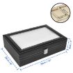 Picture of 12 slot watch box Genuine Leather Watch Storage Box 12 Slot Leather Watch Box Display Case Organizer Glass Jewelry Storage Watch Case