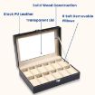 Picture of 12 slot watch box Genuine Leather Watch Storage Box 12 Slot Leather Watch Box Display Case Organizer Glass Jewelry Storage Watch Case