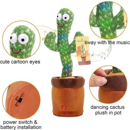 Picture of TikTok Dancing Cactus Plush Toy USB Charging   Electronic Dancing Cactus Toy Early Education Toy