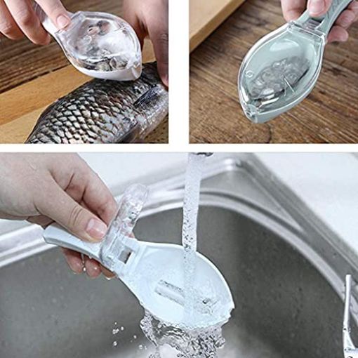 Picture of Fish Scale Scraper Fish Scaler Sawtooth Scale Scraper Cleaner Fish Scales Brush Shaver Remover Scale Knife Peeler Skin Peeler Fish Tools Kitchen Gadgets