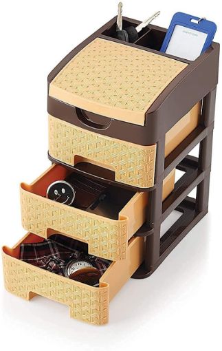 Picture of 3 Layers Multipurpose Plastic Drawer System Organizer Rack  Mini Multipurpose Plastic Table Drawer Organizer