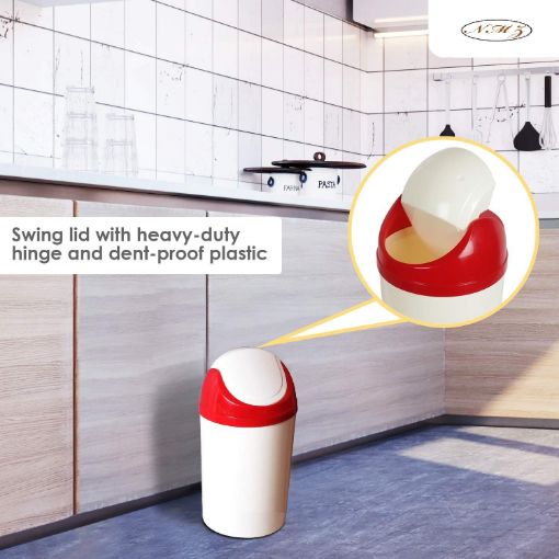 Picture of Plastic Medium Size Swing Lid Garbage Waste Dustbin Garbage Bin Plastic Dustbin
