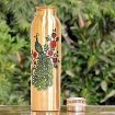 Picture of Peacock Printed Copper Water Bottles Copper Water Bottle 1000 ml Printed Copper Water Bottle  Copper Water Bottle with 2 Glasses Peacock Printed