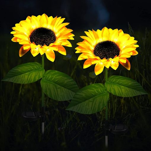 Picture of Solar Garden Lights Outdoor SUN FLOWER GARDEN LIGHT SUNFLOWER GARDEN LIGHT Solar Powered Realistic Sunflower Lights Waterproof Decorative Landscape Lights