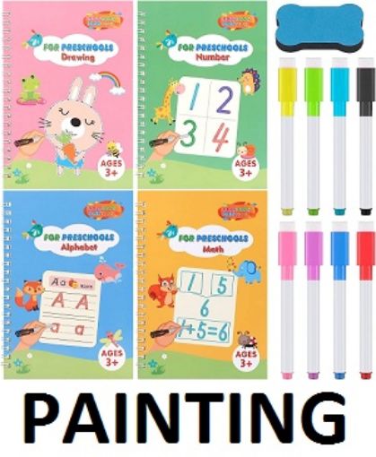 Picture of NEW MAGIC PAINTING BOOK Magic Reusable Copybook for Kids-Practice Copybook for Age 3-5 Calligraphy Simple Hand Lettering-Reusable Writing Practice Book