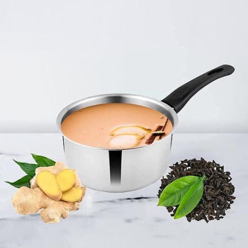 Picture of Sauce Pan Flat Base Sauce Pan Sauce Pot Cookware with Handle Stainless Steel Sauce pan Heavy Weight Plain Sauce Pan tapeli