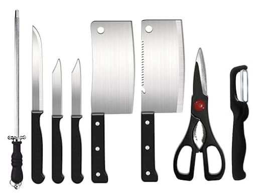 Picture of 8 IN 1 KNIFE SET  Stainless Steel Kitchen Knife Sets 8-Pcs Knife Set for & Scissor Vegetable & Meat Cutting 8 in 1 Piece Knife Set
