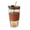 Picture of GLASS MUG WITH STRAW AND COVER 450 ML Glass Travel Sipper Tumbler Mug  Milk Mug