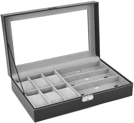 Picture of 6 SLOT WATCH BOX AND 3 SLOT GOGGLES  Watch and Sunglasses Jewelry box 6 Watch Box Jewelry Case and 3 Slots Sunglasses Organizer