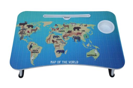 Picture of Multi-Purpose Cartoon Print Laptop Table   Laptop Table Printed Carton Map Of World