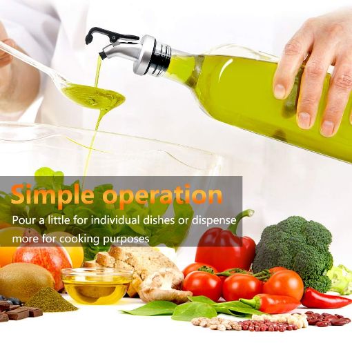 Picture of Glass Oil Dispenser  Glass Oil and Vinegar Storage Bottle Dispenser  Glass Stainless Steel Transparent Leak-Proof Oil Dispenser for Kitchen 500 Ml