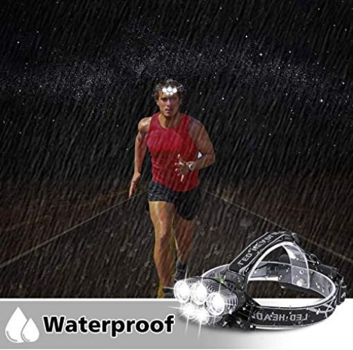 Picture of head lamp Rechargeable Torch Flashlight Long Distance Beam Range Aircraft Aluminium Body with Ultra Bright LED Light