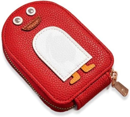 Picture of Leather Credit Card Holder Cute Penguins Wallet  Mini Thin Wallet  Leather Cute Card Bag