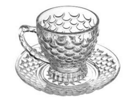 Picture of Pineapple Tea Cup And Saucer 6+6 saucer set of 6+6 Pineapple Glass Tea & Coffee Cup Set Chocolate Green Tea cups Coffee Drinks cups