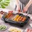Picture of Portable Tabletop Grill Kitchen plastic BBQ Grills Adjustable Temperature Control Portable Electric Grill Electric Barbecue Smokeless Indoor and Outdoor Grill Barbeque Grill Outdoor with Wooden Handle BBQ Skewer