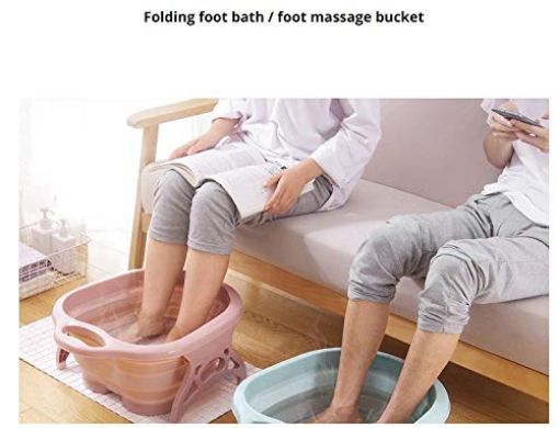Picture of Foldable Foot Tub Massage Bucket With Massage Roller  Foldable Foot Spa Pedicure Buckets Hot Water Tub Massage Soak Relaxing Bath