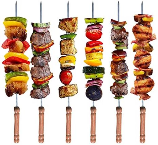 Picture of BBQ Tandoor Stick  stainless steel roast fork stainless steel stick wooden handle bbq stick grill tandoor stick 12 bbq tandoor stick bbq skewers tandoor