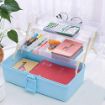 Picture of storage tool box Multi-Purpose Plastic Storage Tool Box Case Portable 3 Layer Compartment Multipurpose Medicine Organizer Family Emergency First Aid Kit