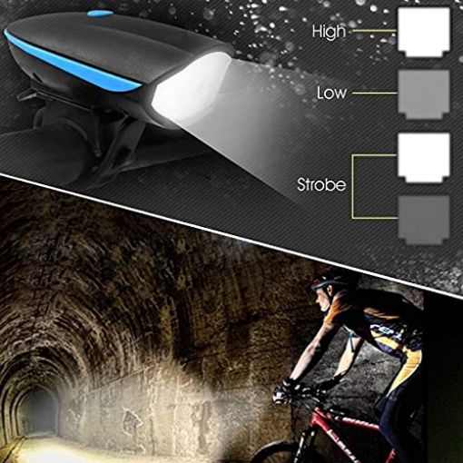 Picture of 2-in-1 Rechargeable Cycle Lights 3 Modes Cycle Light and Horn Cycle Lights Rechargeable Waterproof Cycle Light with Horn LED Front Light