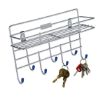 Picture of Stainless Steel Key Holder with Rack Wall Mount Stand Key Holder  Stainless Steel Wall Mount Silver 7 Hooks SS Key Holder Hanger Stand with 2 Storage Storage Rack