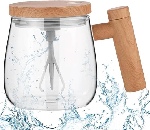 Picture of Self Stirring Glass Mug Glass Coffee Cup High Speed Mixing Cup Glass Mixing Coffee Mug
