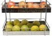 Picture of Stainless Steel 2 Layer Perforated Fruit and Vegetable Stand  Basket  Trolley  Modern Kitchen Storage Rack with Wheel (2 Layer Semi Perforated) Heavy Quality
