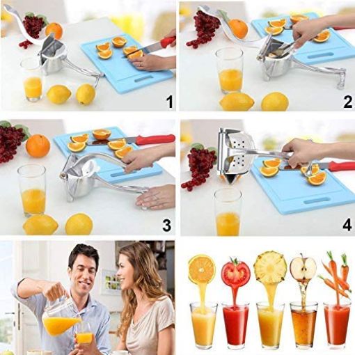 Picture of Metal Lemon-Lime Squeezer-Manual Hand Press Juicer Aluminium Manual Juicer for Fruits with Lemon Squeezer & Cutter