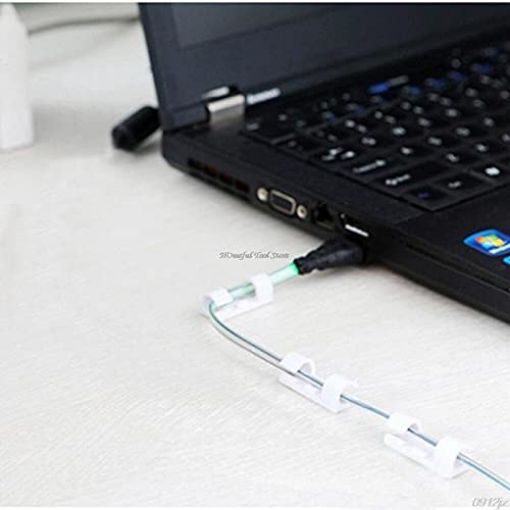 Picture of 20Pcs Adhesive Cable Clips,White Wire Organizer Multipurpose Silicone Adhesive Cord Hooks