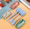 Picture of PLASTIC SPOON SET WITH BOX FOLDABLE SPOON SET SET WITH BOX Cutlery Set Wheat Straw Portable Spoon Folk Chopstick Portable Cutlery Set Travel Spoon Fork Chopstick box