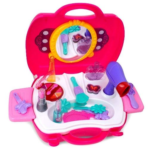 Picture of Makeup Dream Suitcase   Kids Pretend Play Beauty Salon Fashion Makeup kit and Cosmetic Toy  Girls Little Princess Dream