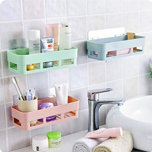 Picture of Bathroom self Multipurpose Kitchen Bathroom Shelf Wall Holder Storage Rack Bathroom Rack Storage Box Strong Magic Sticker Shower Rack Shelf