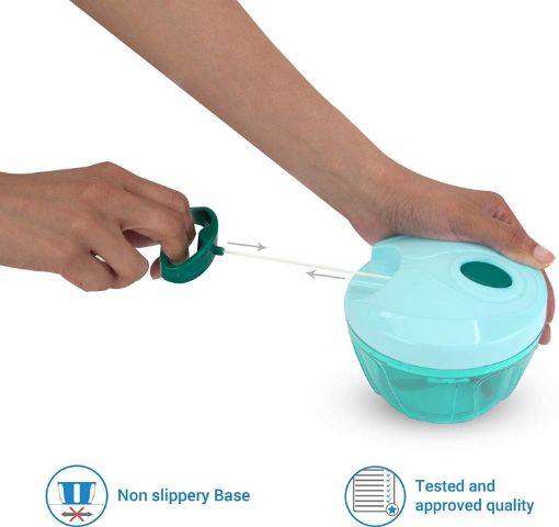 Picture of Handy Quick Cutter Vegetable Mini Chopper  Mini Handy Chopper Pull String Chopper Vegetable & Fruit  Mini Handy and Compact Chopper with 3 Blades for Effortlessly Chopping Vegetables and Fruits