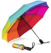 Picture of Windproof Travel Umbrella with Teflon Coating  Golf Umbrella Windproof - Oversized 54inch Double Layer Rainbow 10Ribs Folding Travel Umbrella Compact Auto Open Close for Rain
