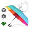Picture of Windproof Travel Umbrella with Teflon Coating  Golf Umbrella Windproof - Oversized 54inch Double Layer Rainbow 10Ribs Folding Travel Umbrella Compact Auto Open Close for Rain