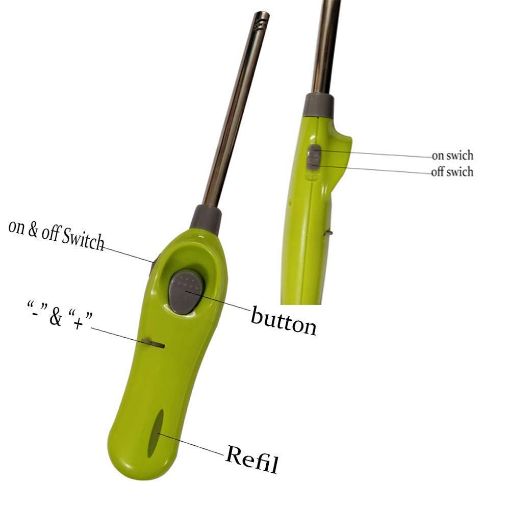 Picture of Botton Gas Lighter BBQ Gas Lighter  Gas Lighter for Kitchen Stove Plastic and Stainless Steel Adjustable Adjustable Flame Gas Lighter