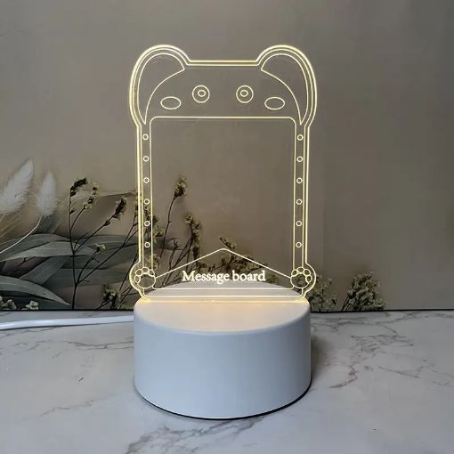 Picture of Indoor Bedroom Table Desk Decoration Fixtures Diy 3d Acrylic Led Drawing Note Message Board Rewritable Night Light With Base RECTANGLE SHAPE