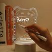 Picture of Indoor Bedroom Table Desk Decoration Fixtures Diy 3d Acrylic Led Drawing Note Message Board Rewritable Night Light With Base RECTANGLE SHAPE