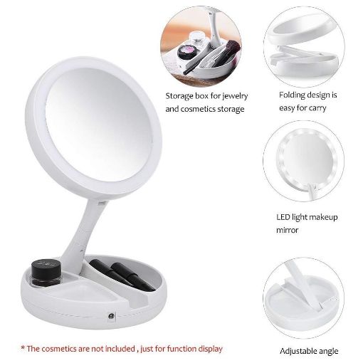 Picture of compact mirror Makeup Mirror LED Lights  Mirror Folding Magnifying Double Sided