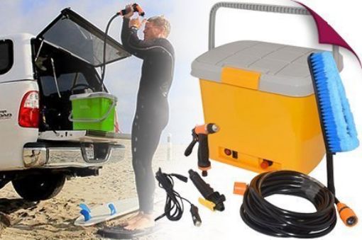 Picture of Car washer(big) Portable 12V DC Electric High Pressure Automatic Car/Bike Washer Water Spray Gun with 16 Liter Water Tank Perfect for Washing Vehicle Car Watering Lawn and Garden.